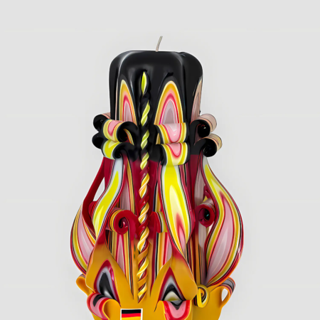 Handgefertigte Devela Kerze in den Farben der Deutschland-Flagge