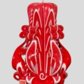 Handgeschnitzte Flaggenkerze in den Farben der türkischen Nationalflagge – Rot und Weiß – dekorative Unikat-Kerze.