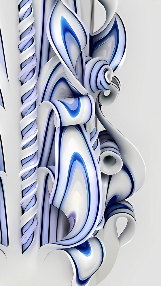 Handgeschnitzte Kerze, 18 cm, kegelförmig und 6-eckig, weiß-blau mit Acrylglas-Herz „Happy Birthday"